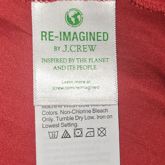 J.Crew Red Long Sleeve Tie Neck Midi Dress | Size L | Elegant Satin Look - Picture 12 of 15